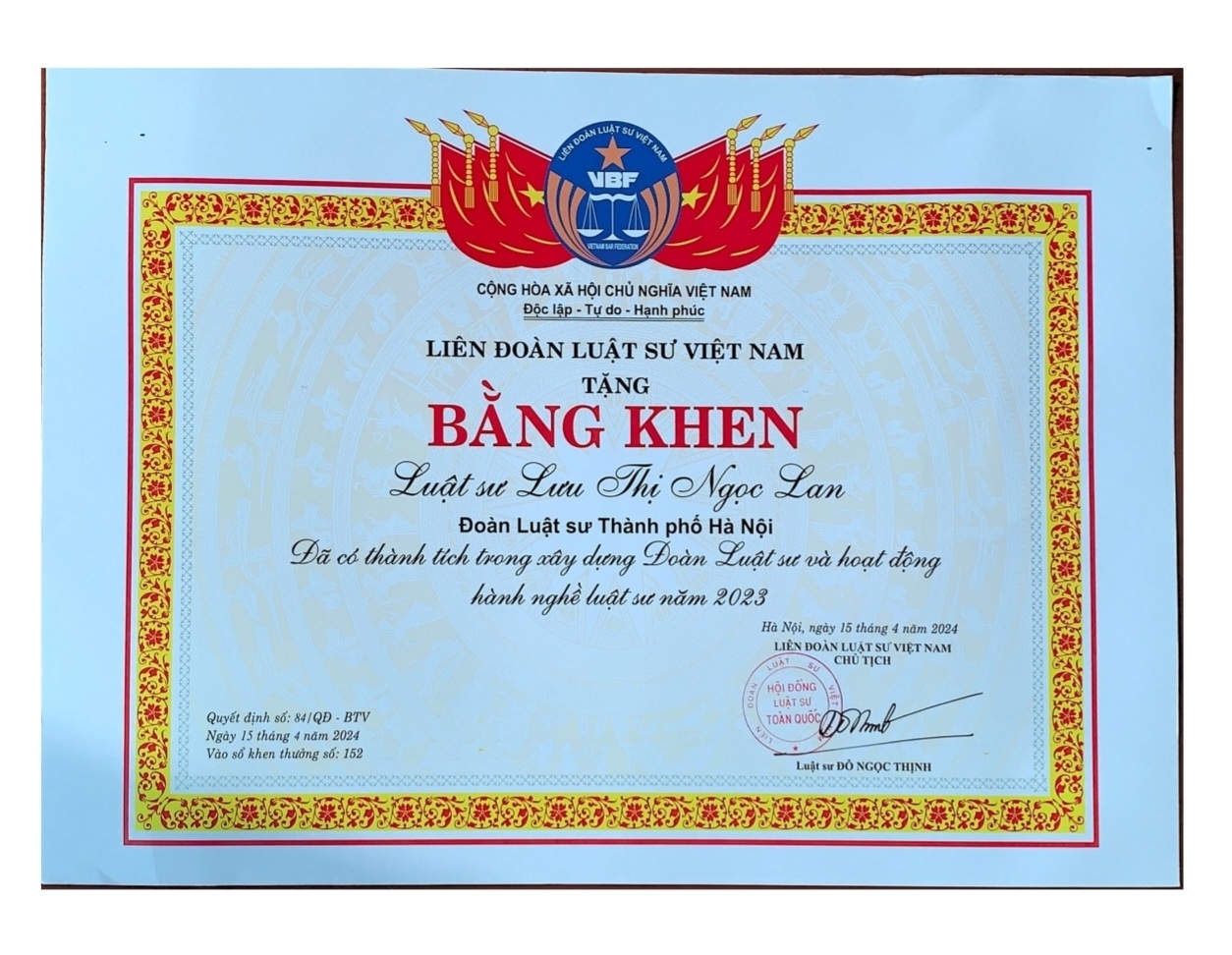 Khen thưởng năm 2024