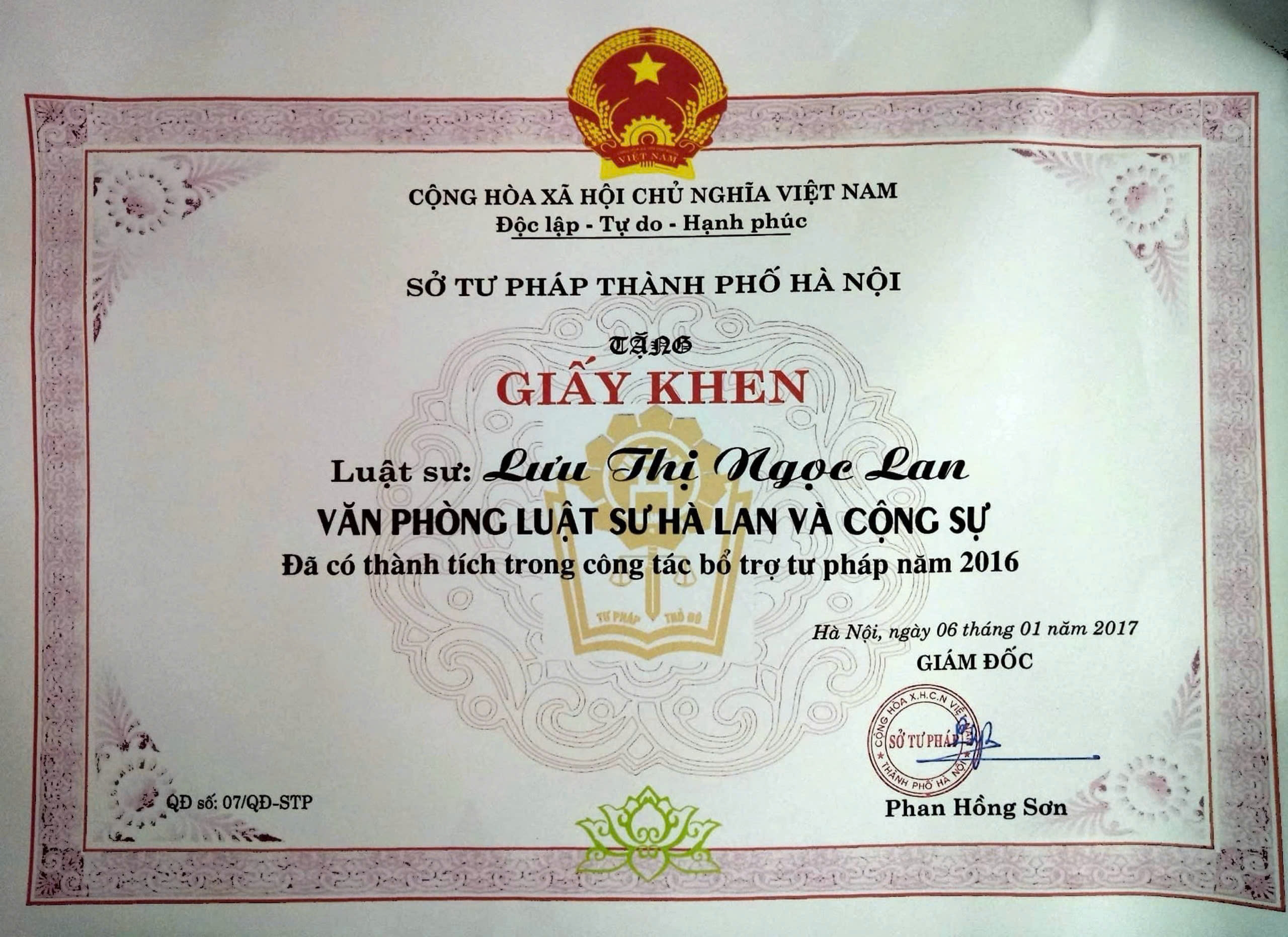 Khen thưởng năm 2017