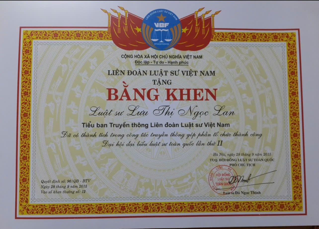 Khen thưởng năm 2015
