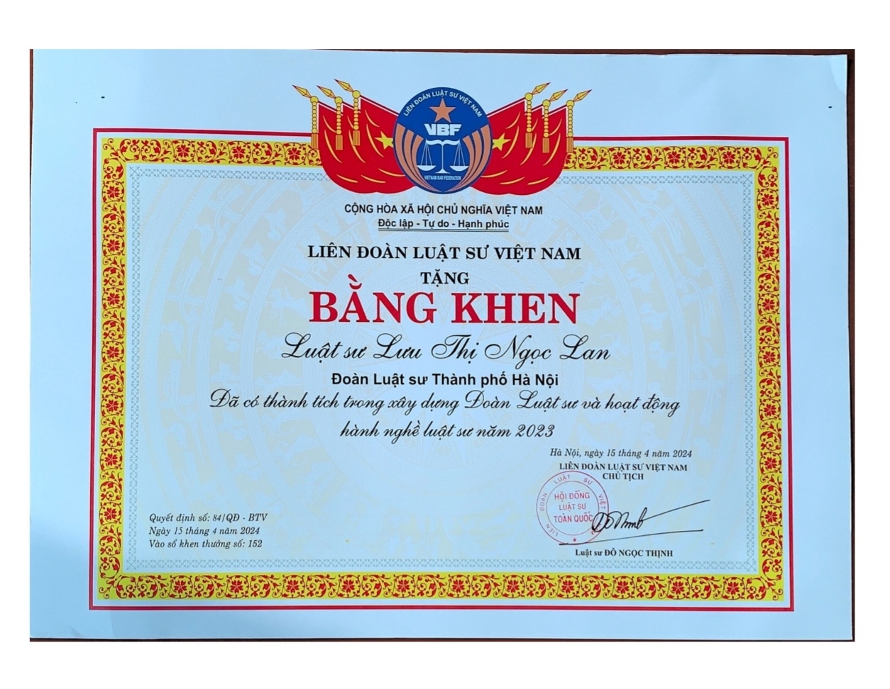 Khen thưởng năm 2024