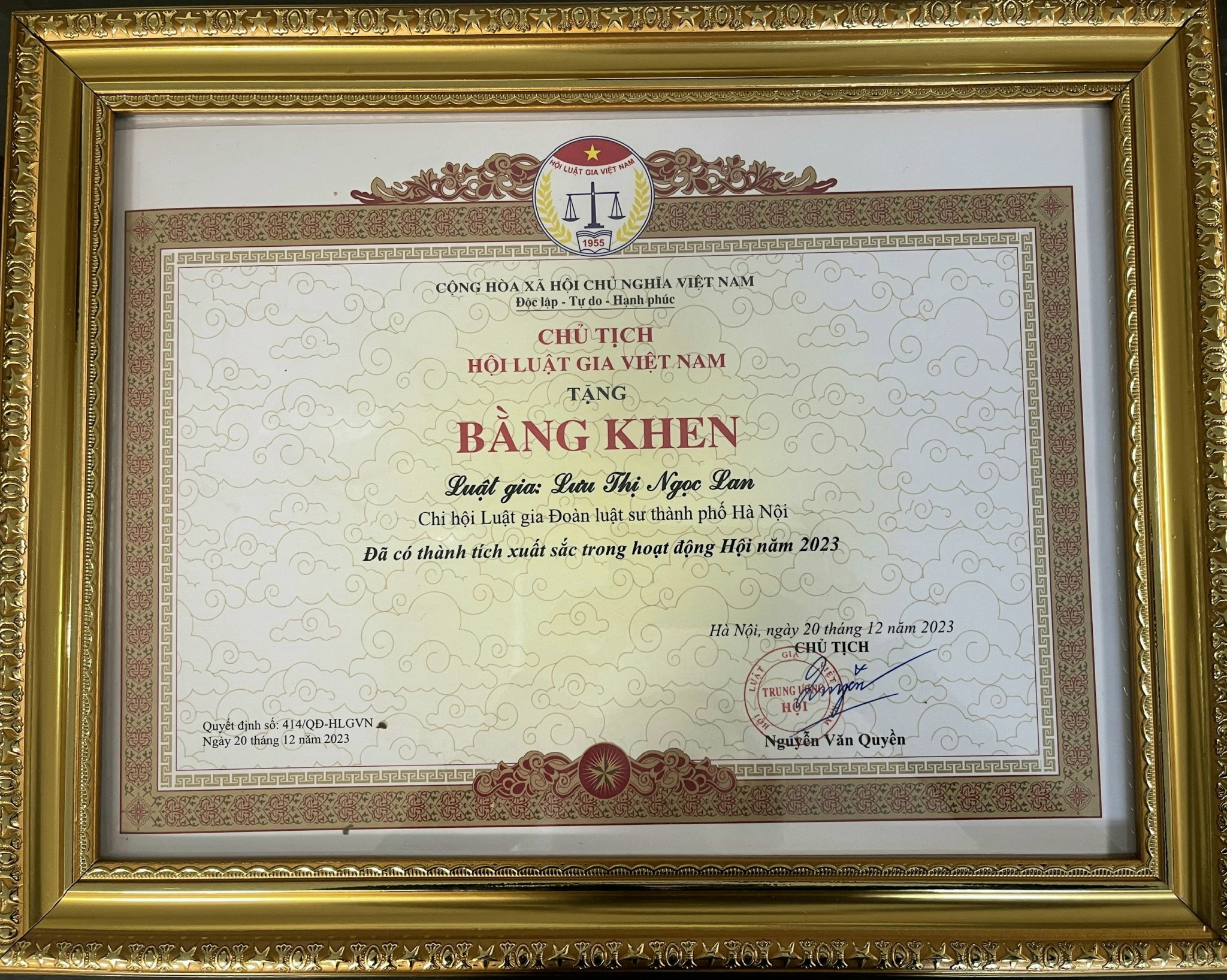 Khen thưởng năm 2023