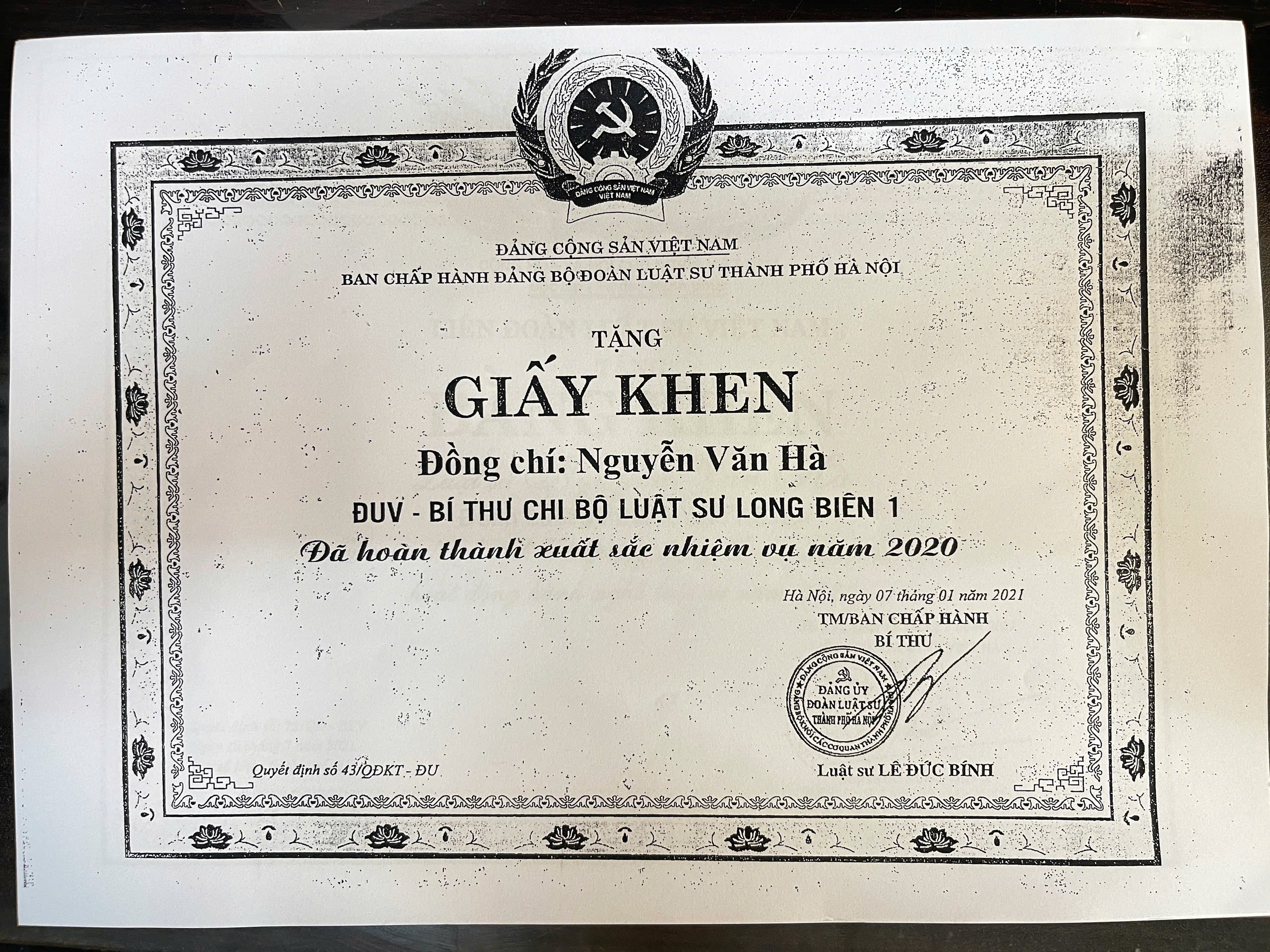Khen thưởng năm 2020-2021